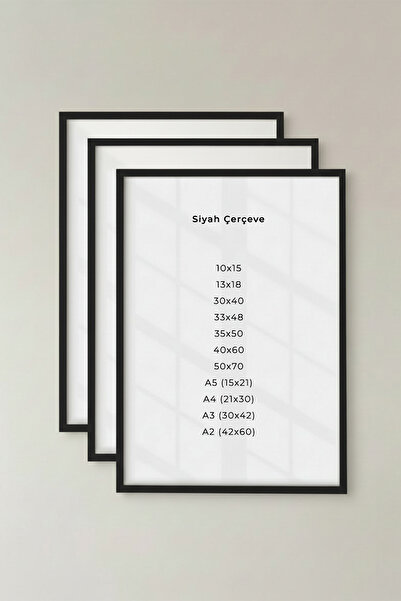 Zevahir Mobilya Dekorasyon 3 Pcs Black Wooden Frame A4 Size 21X30 cm Size Woo...