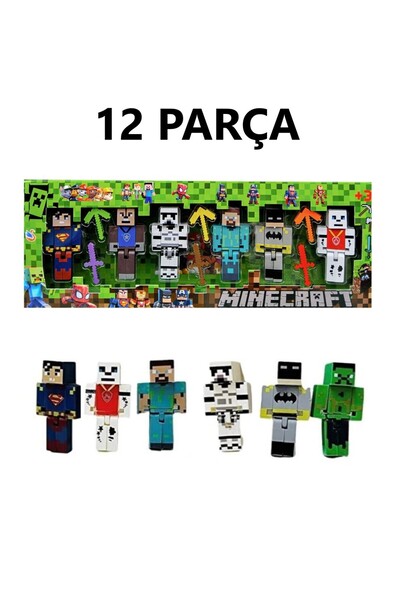 Retoys Minecraft 12'li Süper Kahramanlar Süperman Batman Figürler Aksesuarlı ...