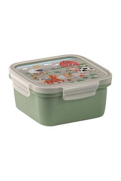 Generic High-Quality Farm Lock Square Lunch Box Green and Clear 0.80 Liter