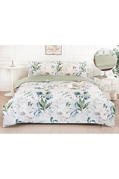 CHIRASO 4-Piece Bedding Set, Satin Cotton, Fitted Sheet 180x200cm Duvet Cover...