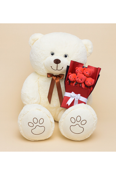 Pababo Sevgiliye Romantik Hediye Seti – Büyük 120 cm Peluş Ayı ve Peluş Ayıcı...