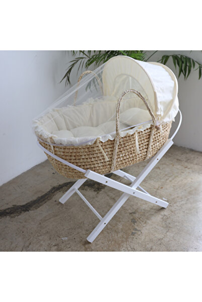Tifl Ahlami Portable Moses Basket Bed for Children with Sturdy Stand, White