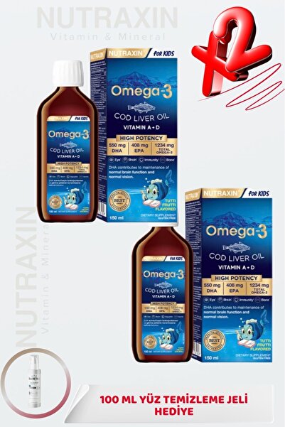 Nutraxin For Kids Omega 3 Cod Liver Oil -Çocuklar için Takviye Edici Gıda 150...