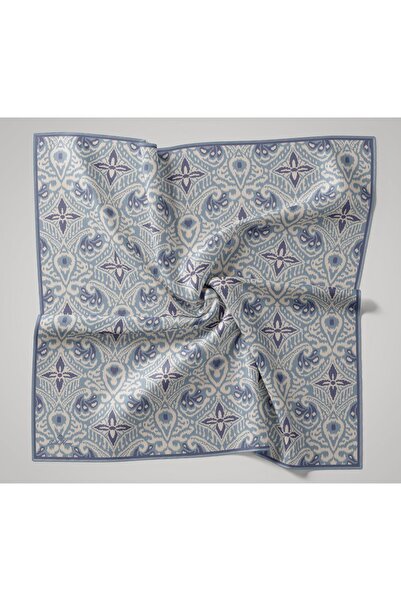 Silk Home Λεπτό βαμβακερό μαλακό κασκόλ με μπλε-λευκό-μωβ σχέδιο, αναπνεύσιμο...