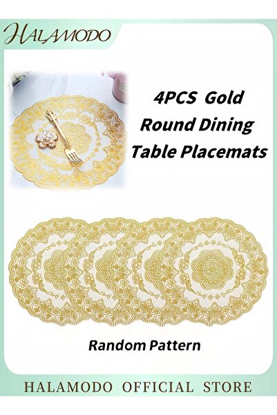 HALAMODO 4PCS 12 Inch Paper Doilies Round Lace Gold Paper Doilies Foil Paper ...