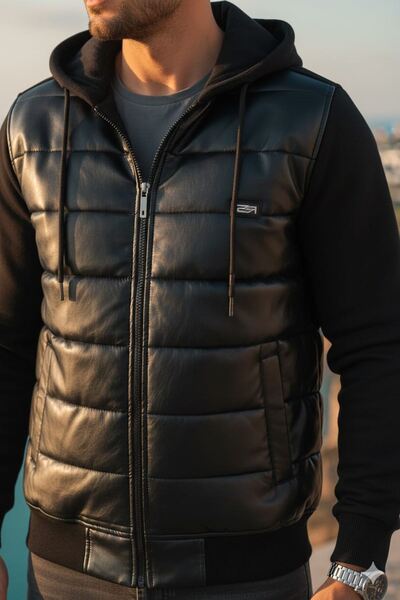 POLOMİRAGE POLO MİRAGE ERKEK KAPŞONLU DERİ GÖRÜNÜMLÜ CEKET G45811M45815