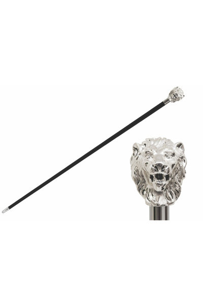 PASOTTI Gümüş Aslan Bastonu 92 Cm Gümüş Kaplama Reçine Sap - Ahşap Gövde, Kau...