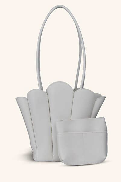 birizmoda Χρυσή τσάντα χειρός και ώμου - Λευκή