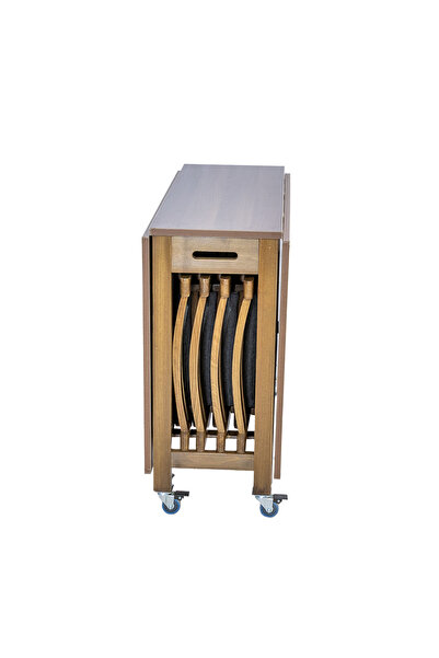 wline FOLDING TABLE WITH 4 WALNUT CHAIRS