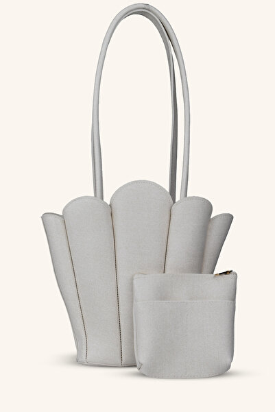 birizmoda Χρυσή τσάντα χειρός και ώμου - Κρεμ