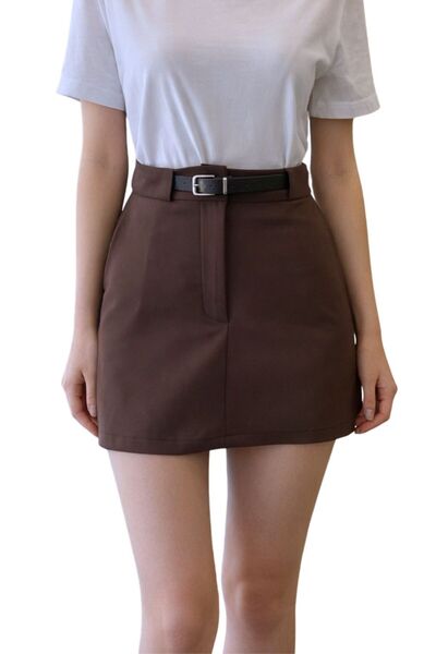 Qualia Butik Women's Designer Belted Skirt with Shorts