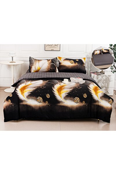 CHIRASO 4-Piece Bedding Set, Satin Cotton, Fitted Sheet 180x200cm Duvet Cover...