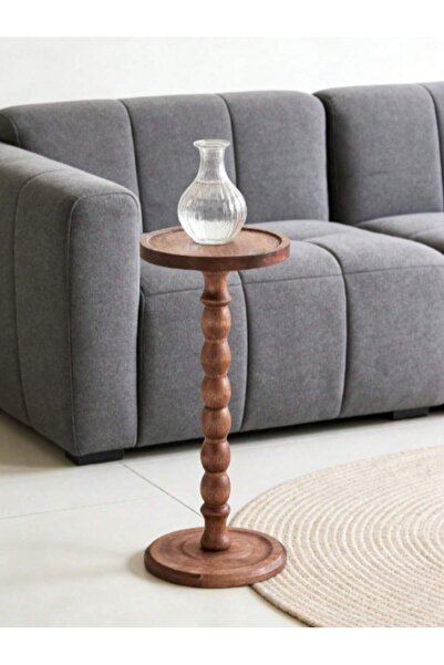 Mtanvxay طاولة قهوة صغيرة مستديرة بأرجل من الخشب الصلب، مصنوعة من مواد طبيعية...