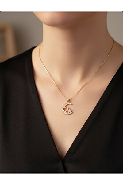 stainless steell Gold Color Moon Star Heart Model Stainless Steel Necklace