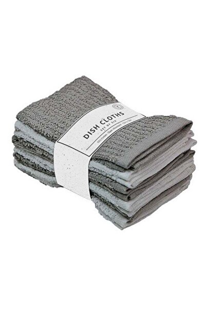 Generic Riviera 6-Piece Super Absorbent Cotton Dish Cloths Grey and White 12 ...