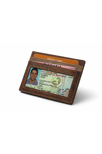 G-Atlantic 100% Genuine Leather Card Holder with ID Window – Slim Minimalist ...