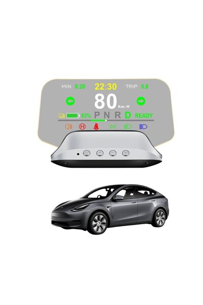 RAMM Tesla Model Y - Model 3 Çift Sistemli HUD Ekran Göstergesi - Gri