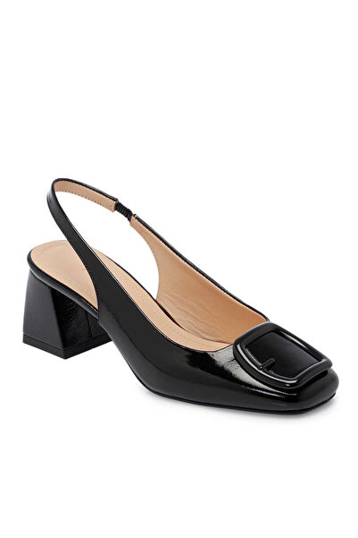 Tergan Siyah Hakiki Rugan Deri Kadın Topuklu Ayakkabı - K25Y1AY67796-A07