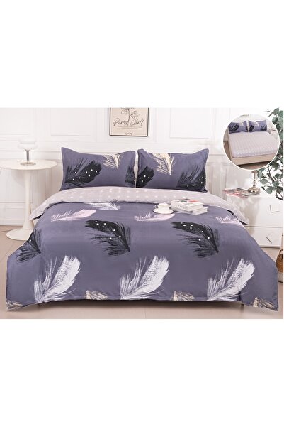 CHIRASO 4-Piece Bedding Set, Satin Cotton, Fitted Sheet 180x200cm Duvet Cover...