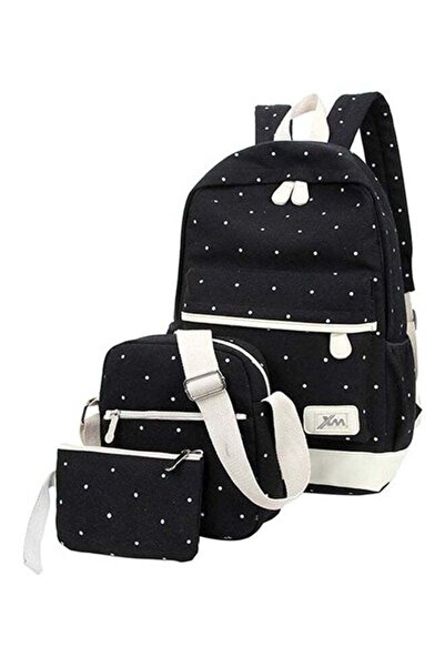 HALAMODO Generic 3 Piece Backpack Set Black/White