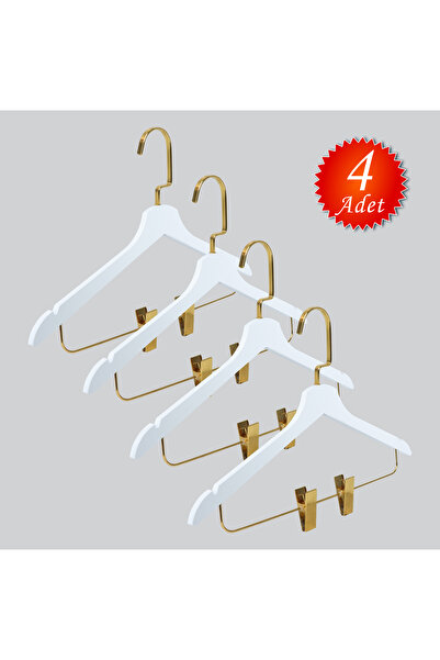 NYN خطاف خشبي ذهبي اللون (للقمصان، التنانير، البناطيل) 4 قطع