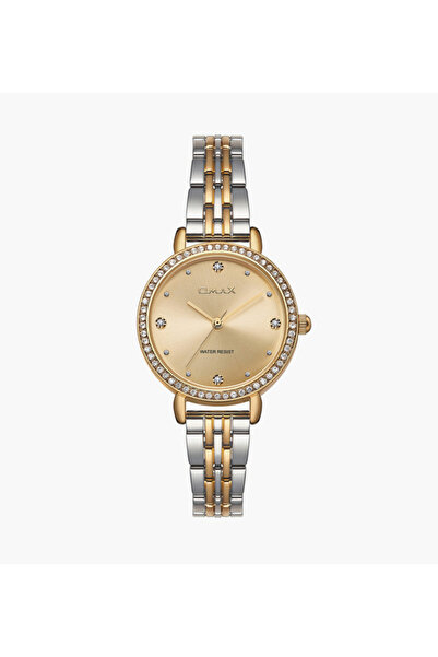 Omax Women's 31 MM Dual Tone Analog Metal Strap Watch