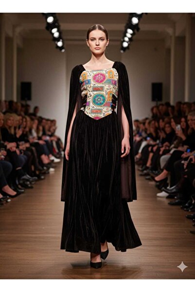 GORI FASHION Elegant long velvet jalabiya