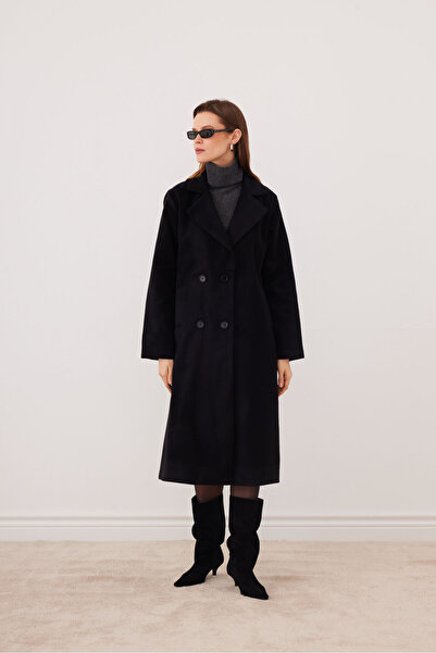 SevdeUgur Women's Cashmere Double-Breasted Collared Buttoned Lined Coat – Cas...