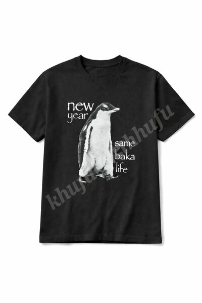 khufu Oversize Fit Cotton Penguin Printed Relaxed Cut T-Shirt Unisex