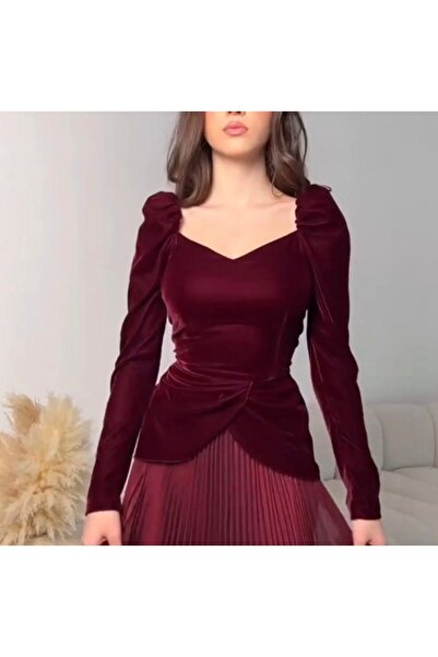 Mira فستان مخمل جوخ اللون عودي ناعم وجميل جدا وراقي وبارز لابعد حدد