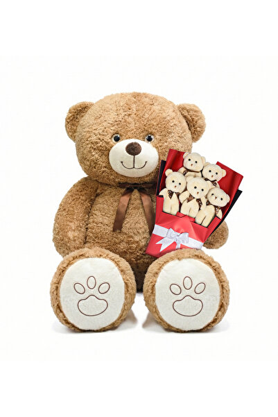 Pababo Sevgiliye Romantik Hediye Seti – Büyük 120 cm Peluş Ayı ve Peluş Ayıcı...