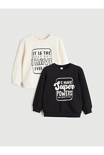 LC Waikiki LCW Kids Бежова блуза с качулка за момчета, 2 броя S64664Z1