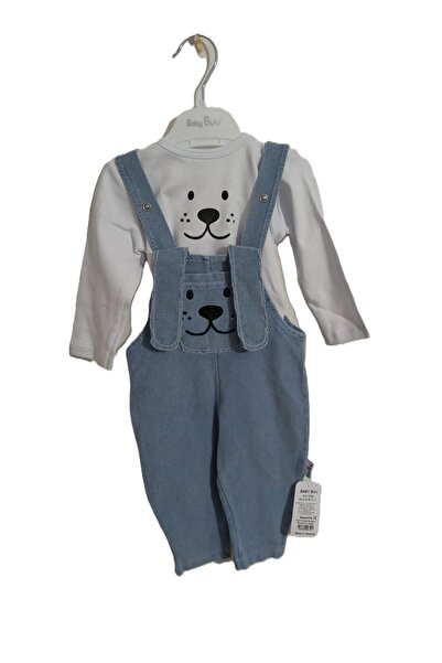 Baby Buu Strawberry Teddy Bear and Floral Salopet Denim Top and Bottom Sets 324