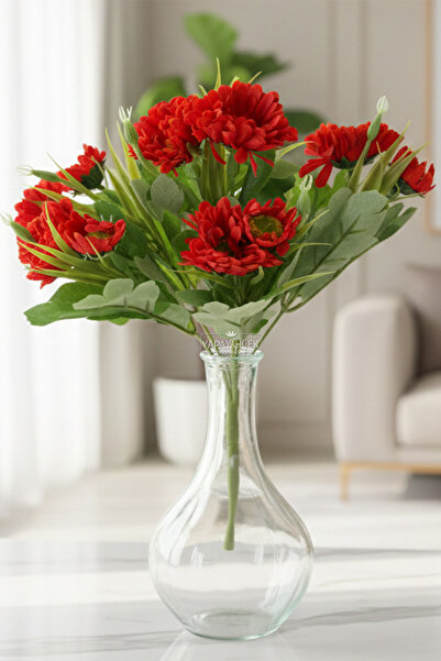 Yapay Çiçek Deposu Yapay Çiçek 10'lu Gerbera Demeti 30 cm Kırmızı