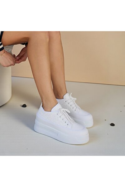 Jarrox Lumi̇na Sequined Hidden Wedge Heeled Women's Sneakers - 7.5 cm Height ...