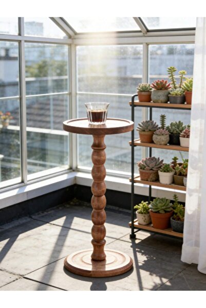 Mtanvxay Mobile Round Sofa Side Table Solid Wood Legs Versatile Table for Pat...