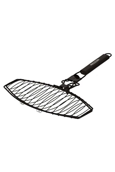 Grill Mark سلة شواء سمك بمقبض مطاطي، لون أسود، مقاس 16 × 16.25 بوصة