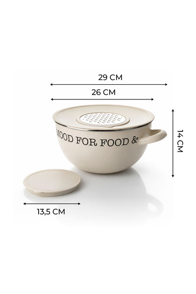 Kitchen Life Food Vibes 4 Parça Mien Emaye Paslanmaz Çelik Rendeli Karıştırma Kabı Takımı
