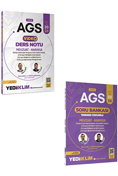 Yediiklim Yayınları Yediiklim 2026 MEB AGS Mevzuat ve Anayasa Konu ve Soru Seti