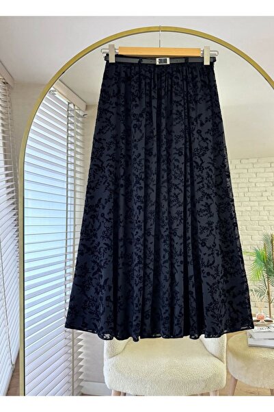 bm bessomoda fashion boutique Lined Belted Flocked Tulle Skirt