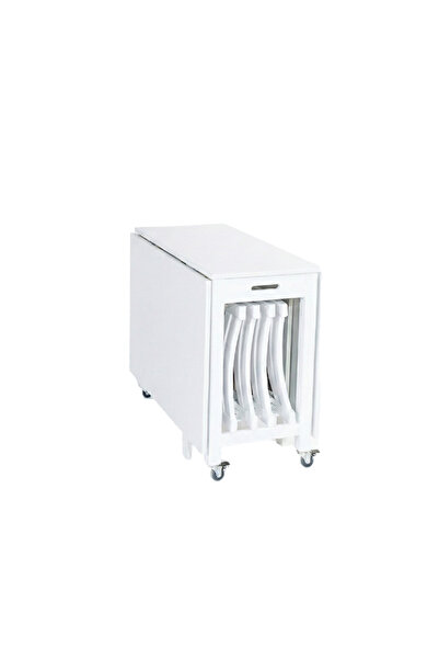 wline FOLDING TABLE WITH 4 WHITE CHAIRS