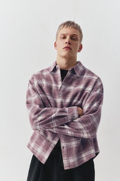 Pull & Bear Kareli uzun kollu gömlek