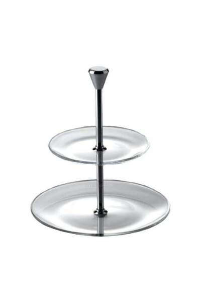 Vidivi Full Moon 2-Tiers High Definition Glass Serving Plate Crystal Clear 15...