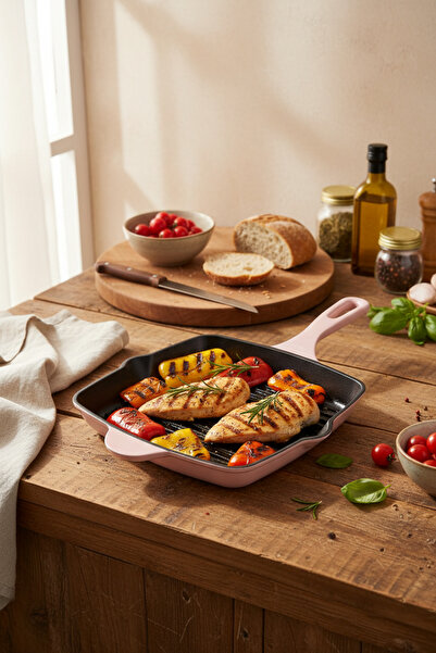 Bernardo Intensa Cast Iron Square Pan Pink 26cm