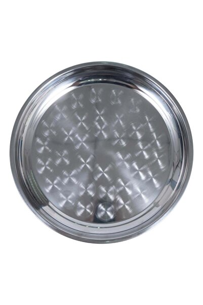 AL SANIDI Stainless Steel Plate, Travel Plates, Silver, 35 cm Size