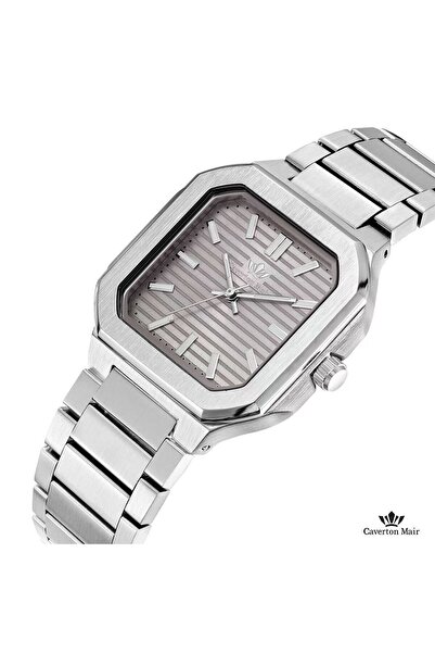 Caverton Mair Genuine men's watch, silver color, gray dial, stainless steel s...