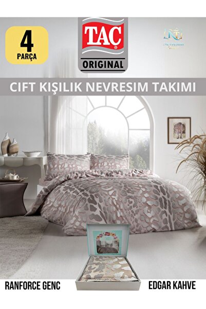 Taç Edrag Kahve Ranforce Çift Kişilik Nevresim Takımı 200x220 cm