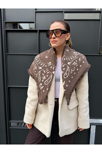 Tina İstanbul Eșarfă din bumbac cu model etnic, maro amar