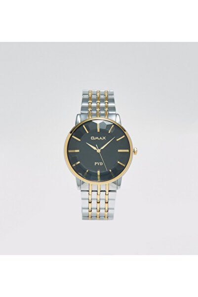 Omax Men's Silver and Gold Stainless Steel Strap Analog Wristwatch