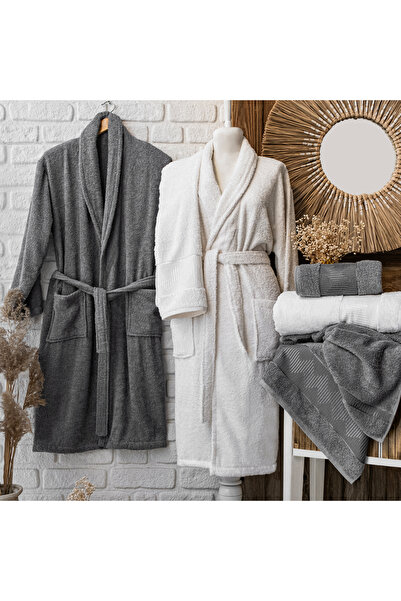 Schafer Home Sally Jakarlı Banyo Seti 6 Parça-Gri/Beyaz